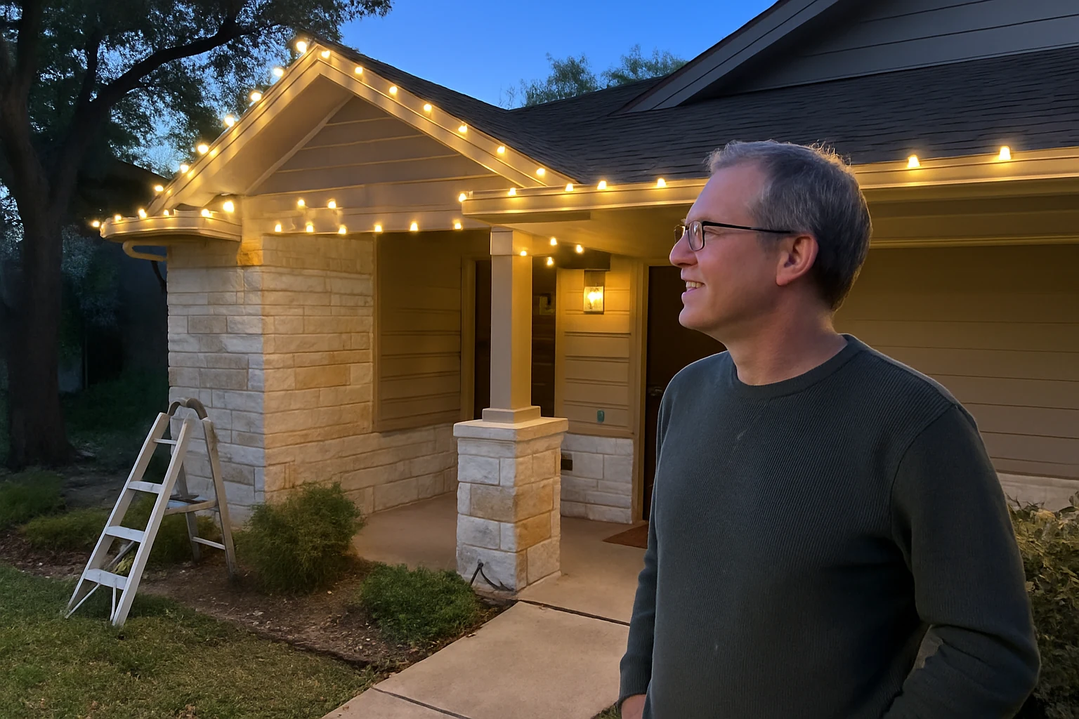 Exterior Christmas light installation