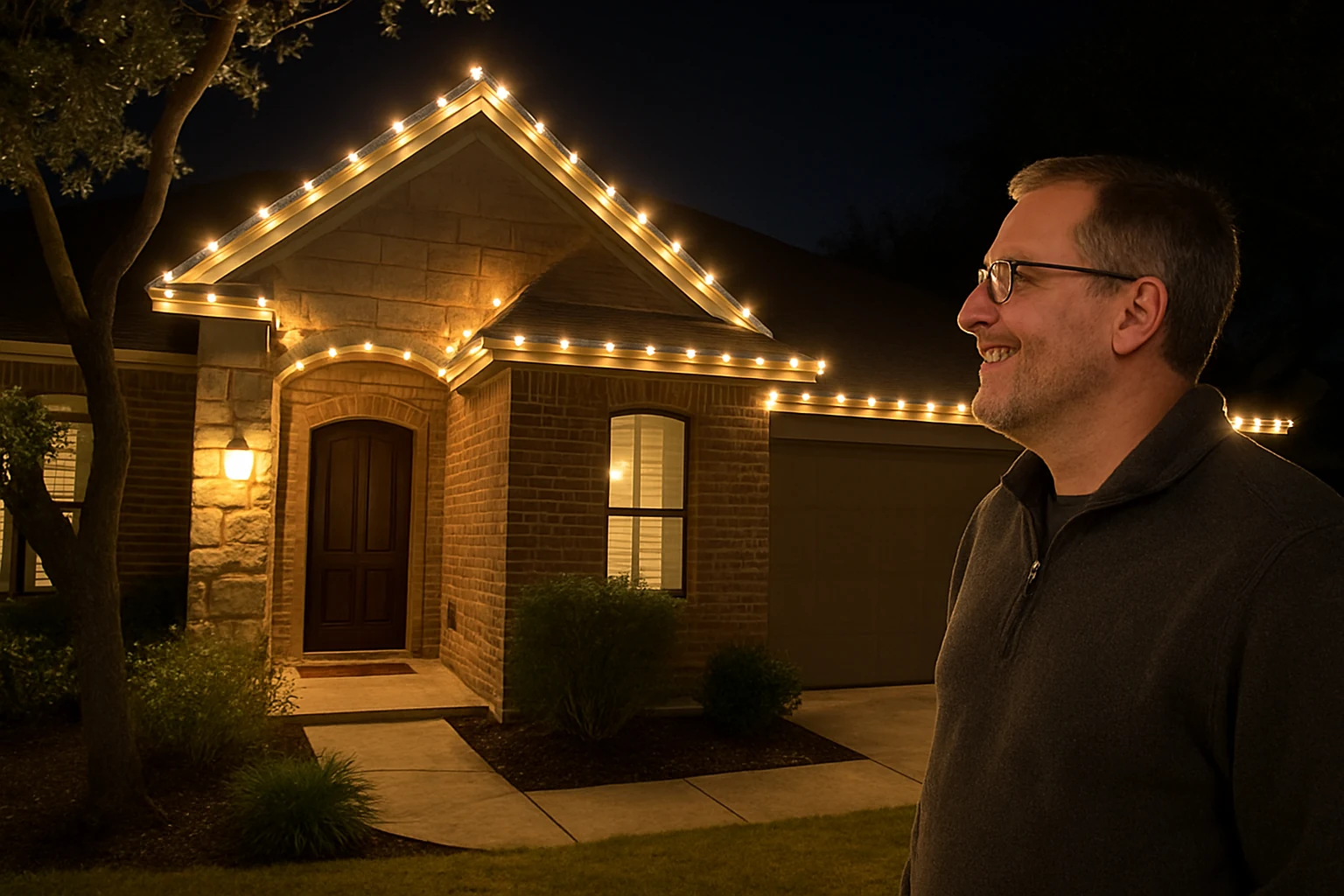 Exterior Christmas Light specialist serving a Wimberley property