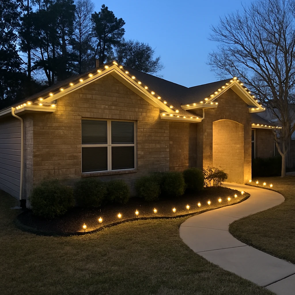 Exterior Christmas Light specialist serving a Leander property